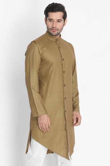 Vastramay Men's Brown Cotton Kurta