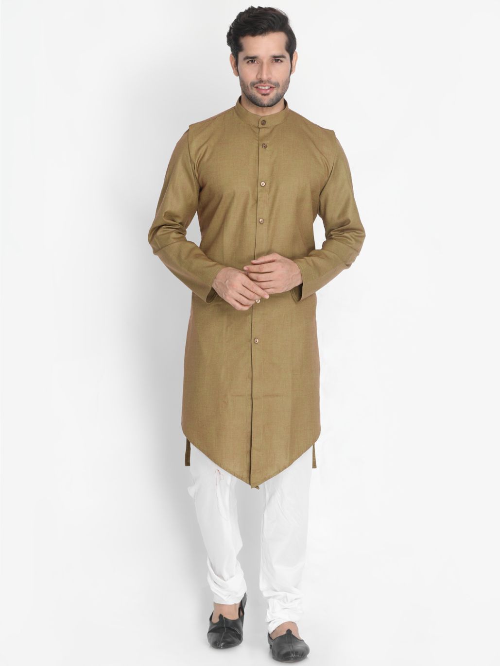 Vastramay Men's Brown Cotton Kurta