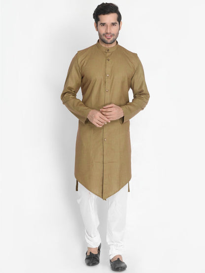 Vastramay Men's Brown Cotton Kurta