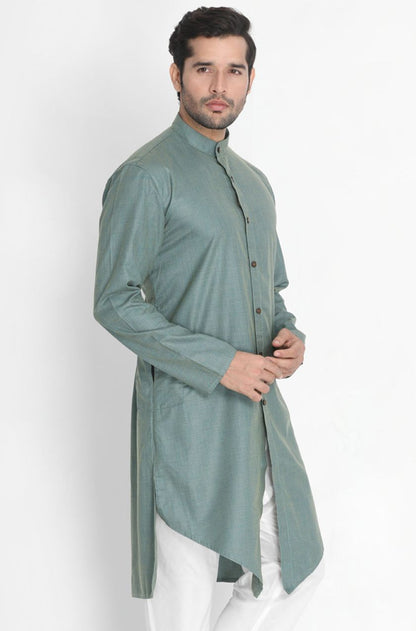 Vastramay Men's Green Cotton Kurta