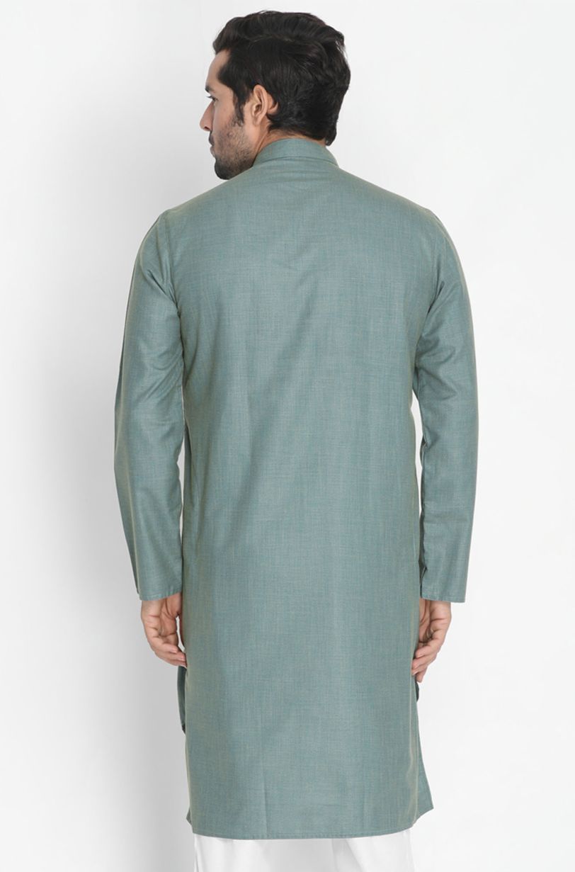 Vastramay Men's Green Cotton Kurta