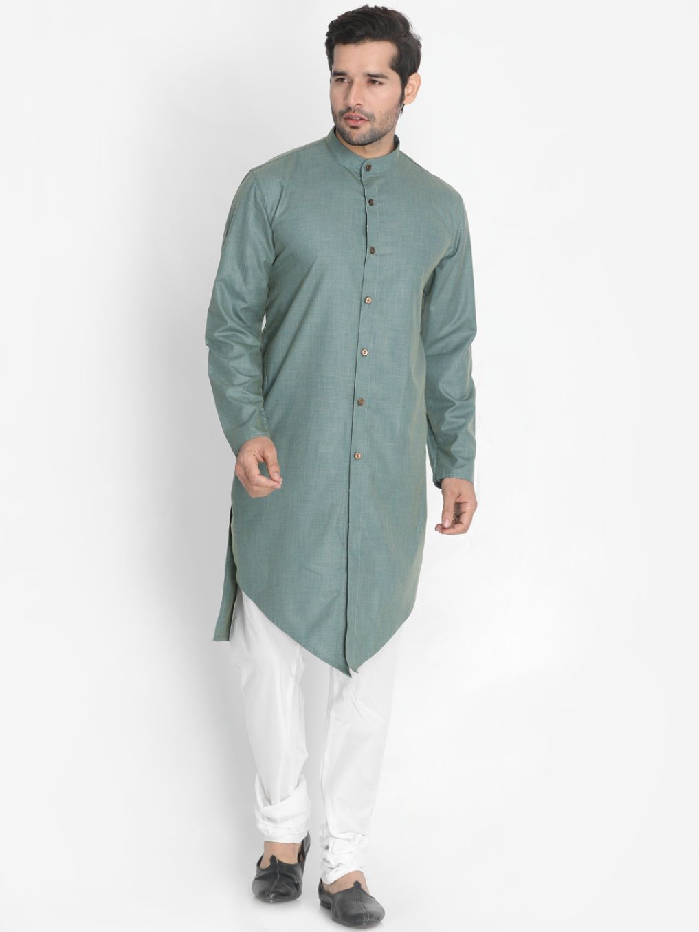 Vastramay Men's Green Cotton Kurta