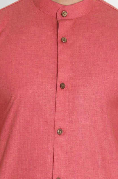 Vastramay Men's Pink Cotton Kurta