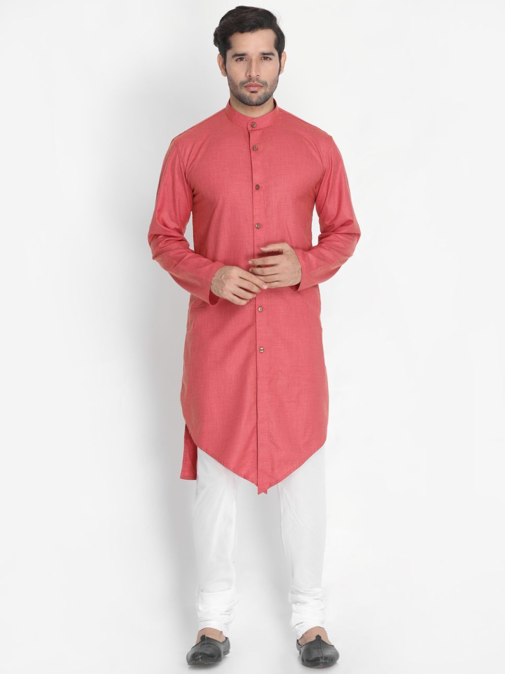 Vastramay Men's Pink Cotton Kurta