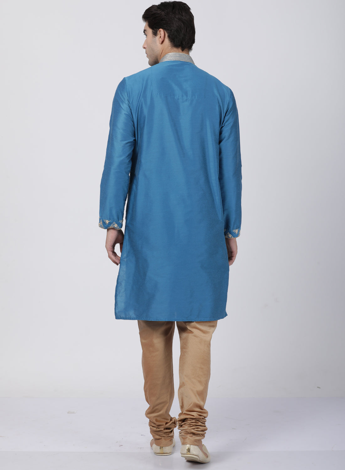 mens dark green cotton silk blend kurta and pyjama set480