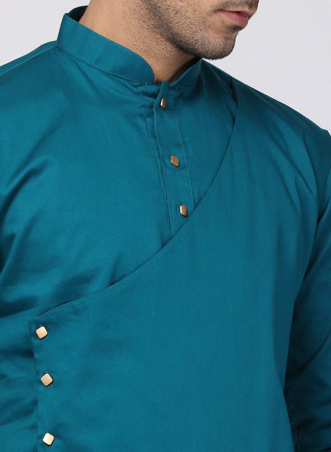 Vastramay  Men's Blue Cotton Blend Kurta