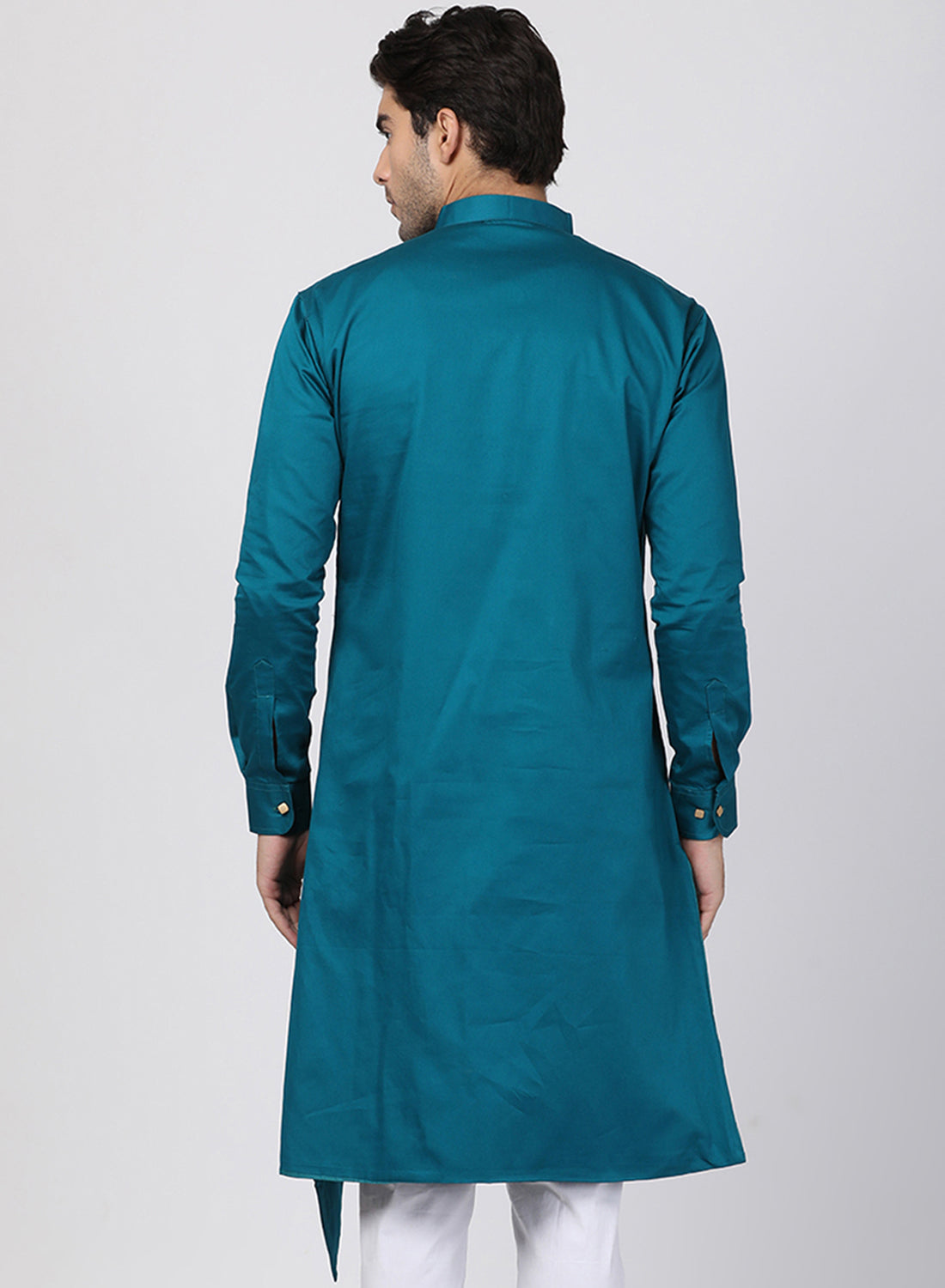 Vastramay  Men's Blue Cotton Blend Kurta