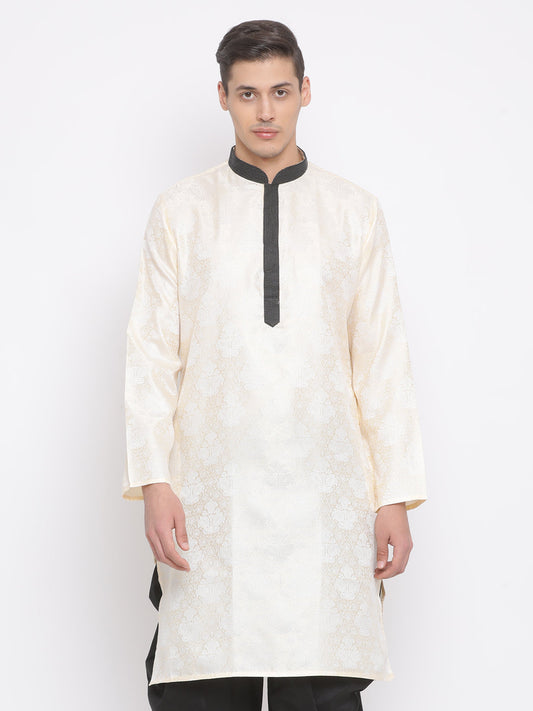 Vastramay Men's Gold Silk Blend Kurta