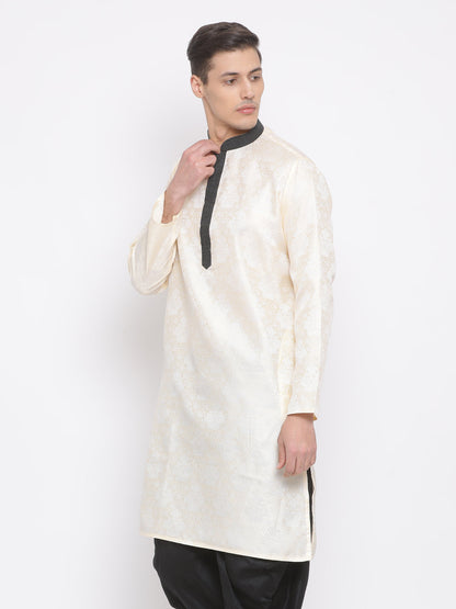 Vastramay Men's Gold Silk Blend Kurta