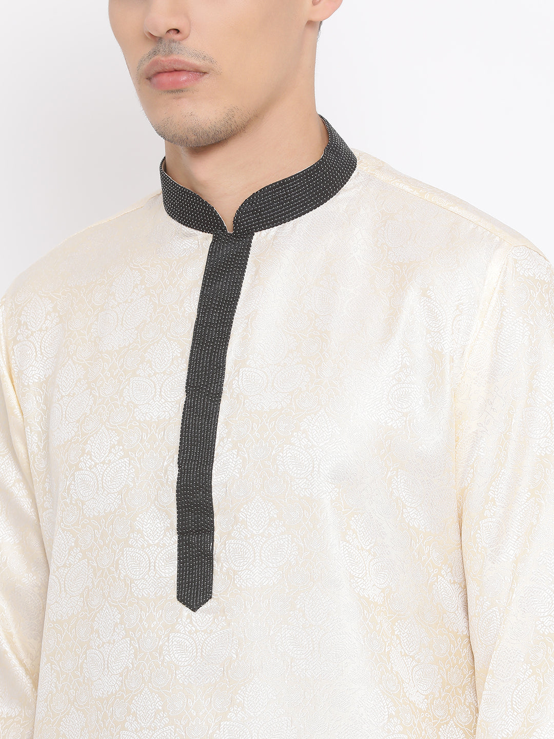 Vastramay Men's Gold Silk Blend Kurta