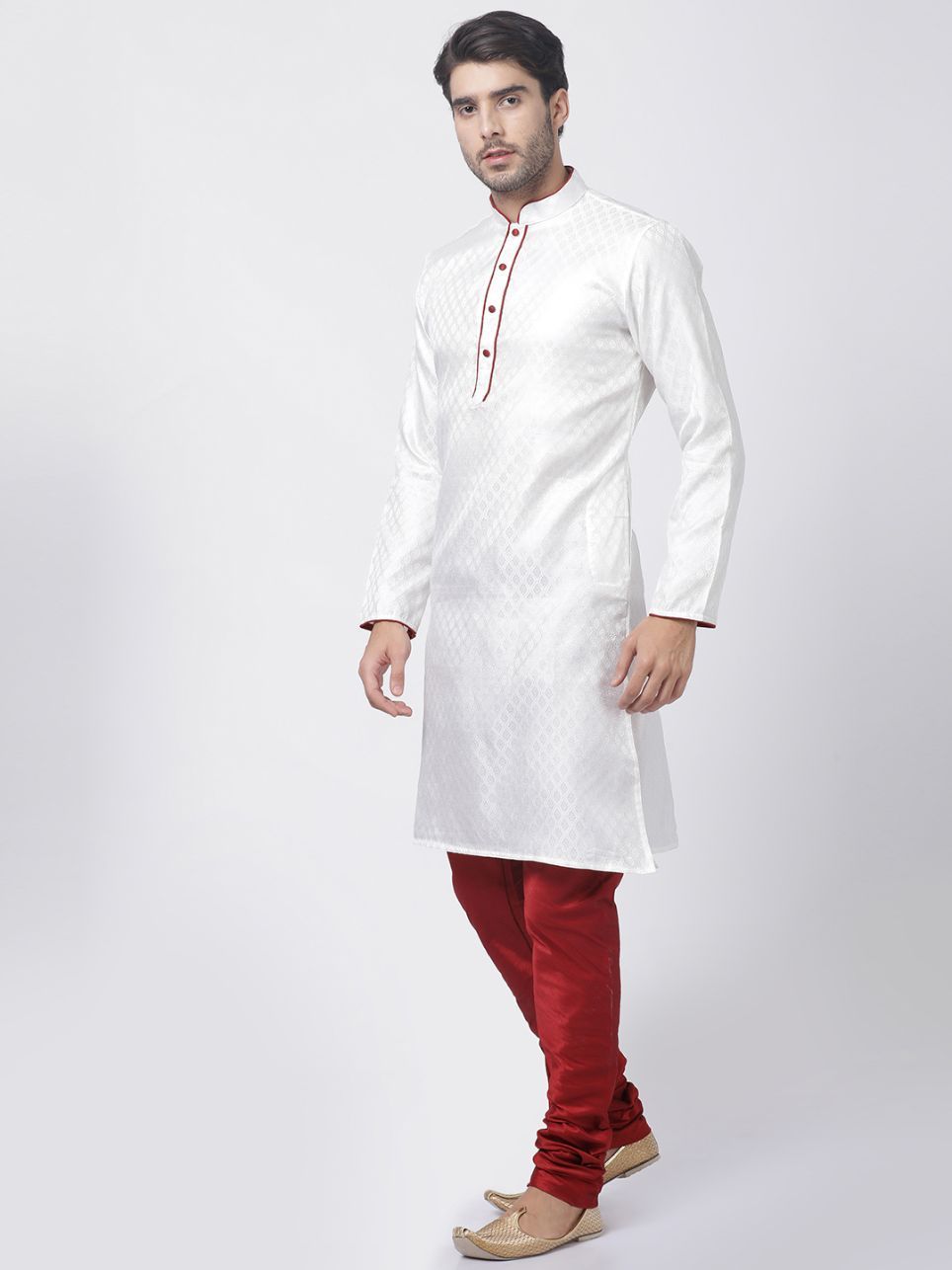 mens white cotton silk blend kurta434