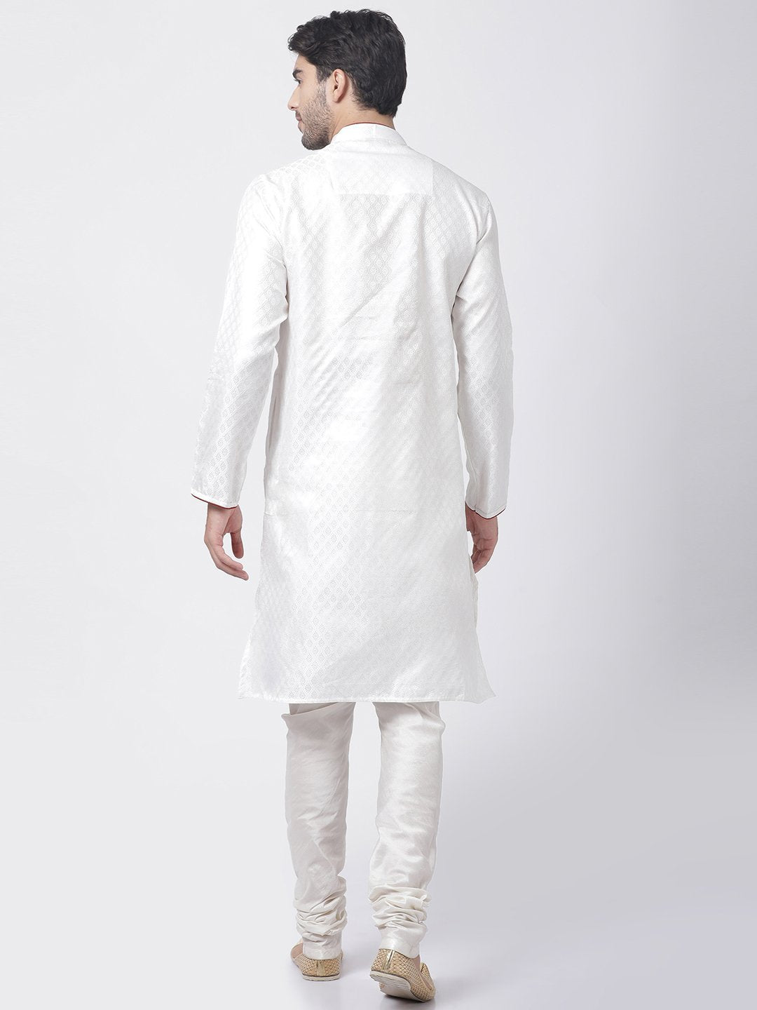 mens white cotton silk blend kurta and pyjama set430