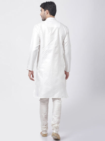 mens white cotton silk blend kurta and pyjama set430