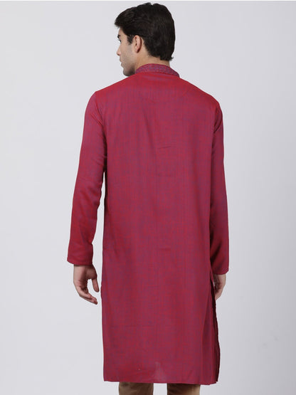 Vastramay Men's Purple Cotton Blend Kurta