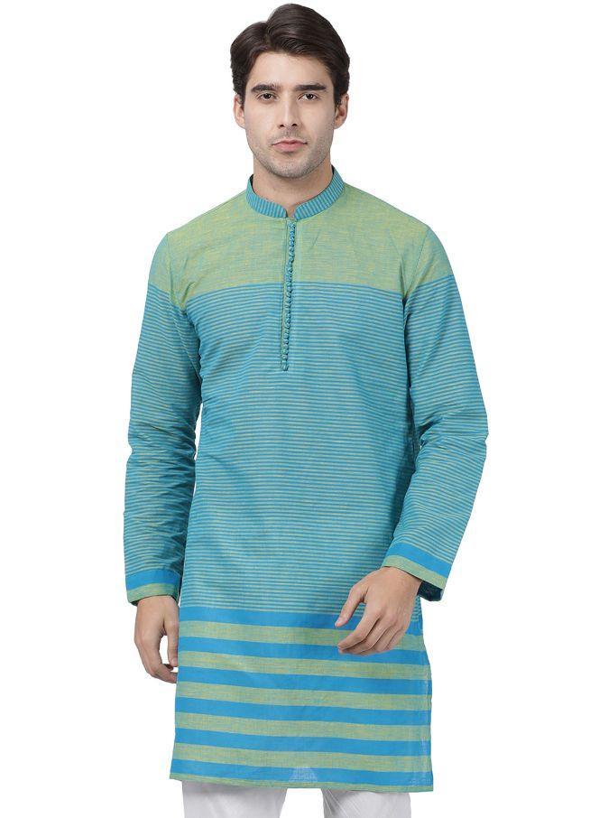 Vastramay Men's Blue Pure Cotton Kurta