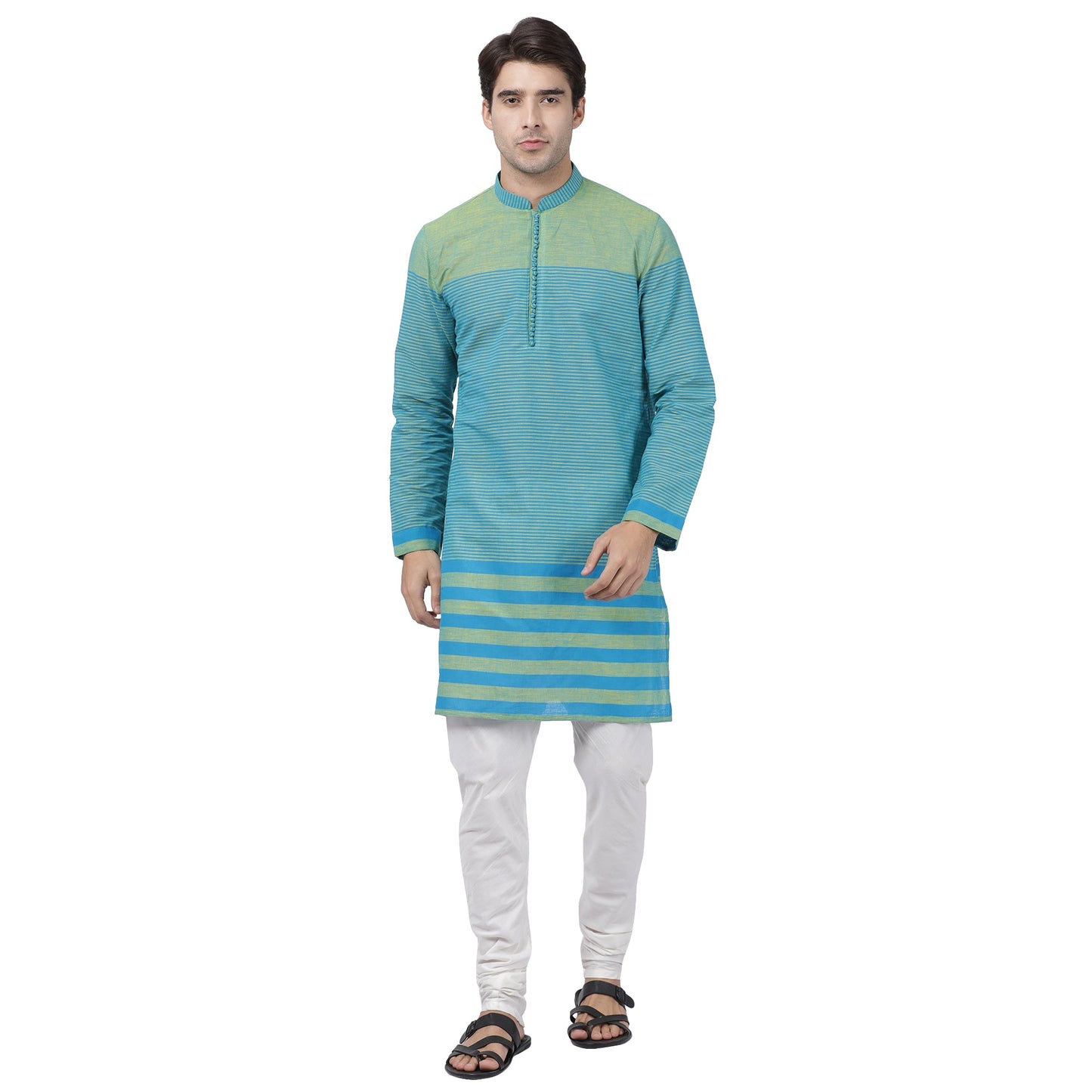 Vastramay Men's Blue Pure Cotton Kurta