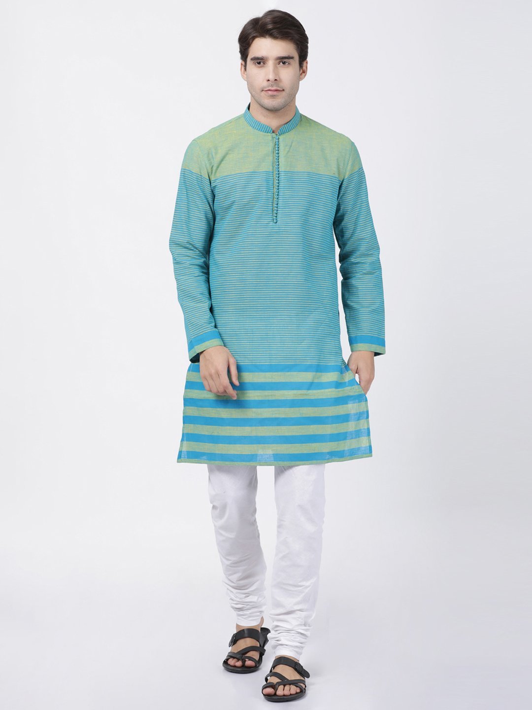Vastramay Men's Blue Pure Cotton Kurta and Pyjama Set
