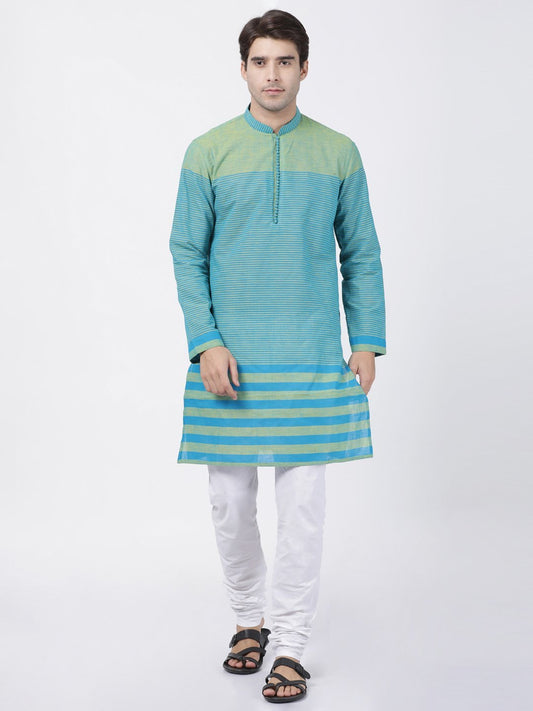 Vastramay Men's Blue Pure Cotton Kurta and Pyjama Set