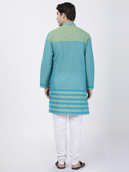 mens blue pure cotton kurta and pyjama set371