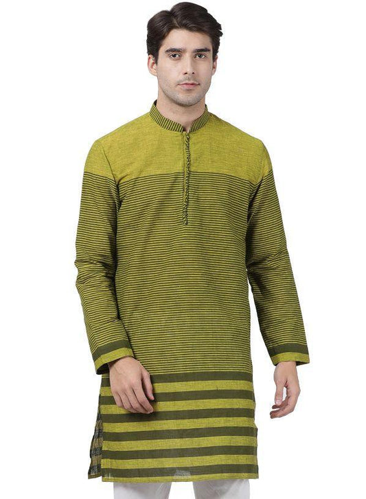 Vastramay Men's Green Pure Cotton Kurta