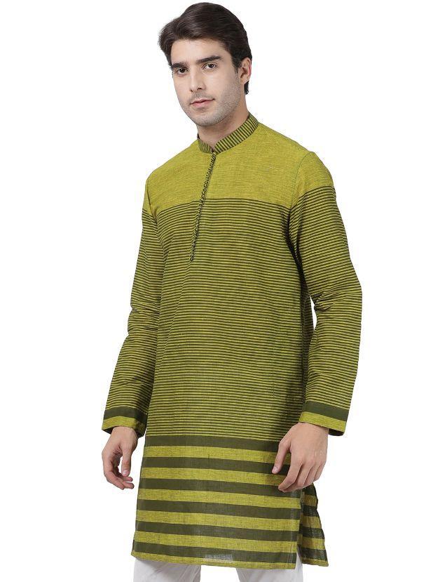 Vastramay Men's Green Pure Cotton Kurta