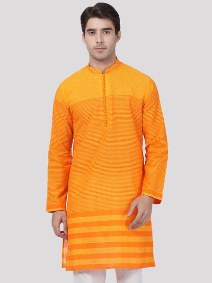 Vastramay Men's Orange Pure Cotton Kurta