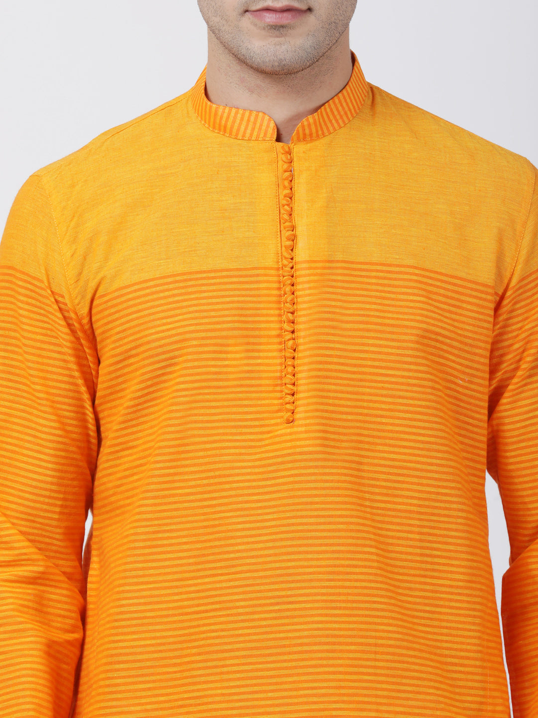 Vastramay Men's Orange Pure Cotton Kurta