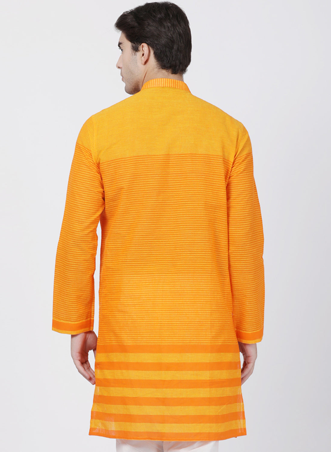 Vastramay Men's Orange Pure Cotton Kurta