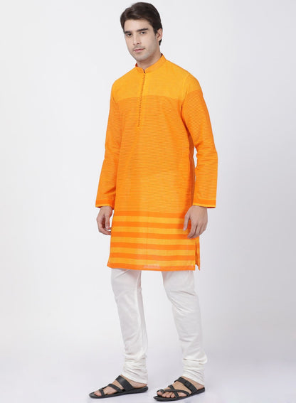 mens orange pure cotton kurta and pyjama set369