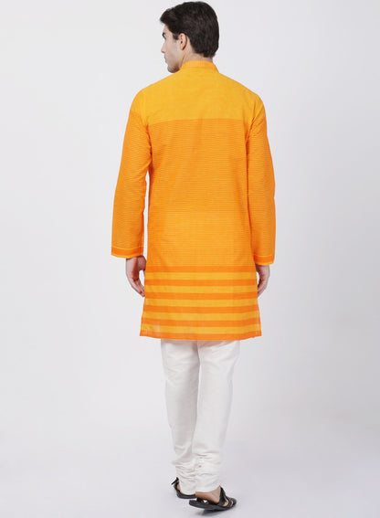 mens orange pure cotton kurta and pyjama set369