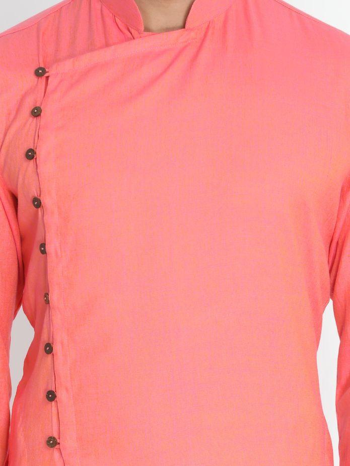 mens pink cotton blend kurta and pyjama set349