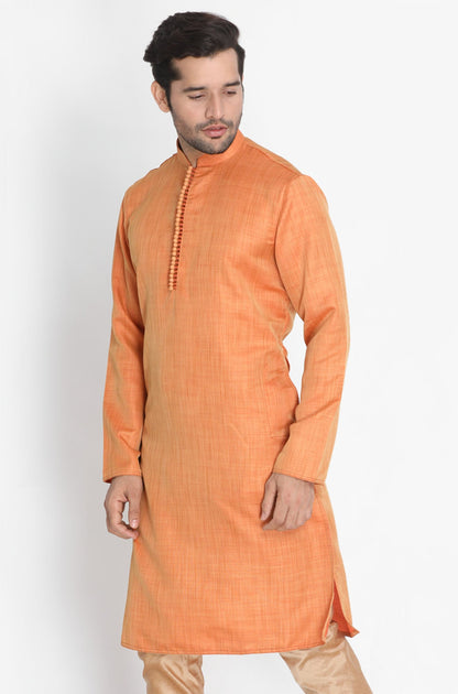 Vastramay Men's Orange Silk Blend Kurta