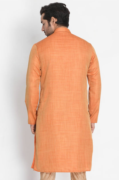 Vastramay Men's Orange Silk Blend Kurta