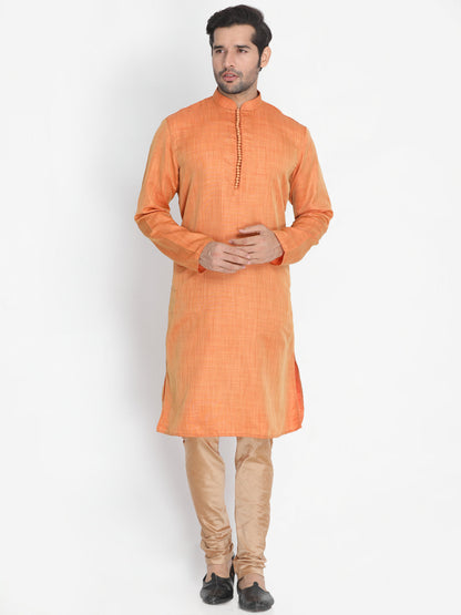 Vastramay Men's Orange Silk Blend Kurta