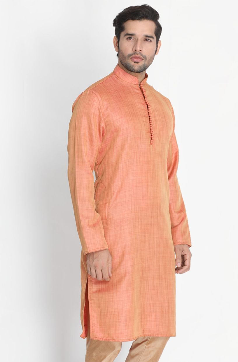 mens pink cotton silk blend kurta346