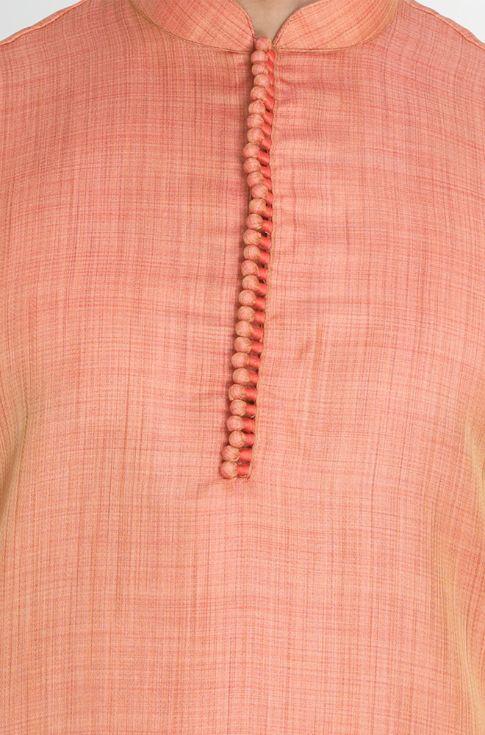 mens pink cotton silk blend kurta346