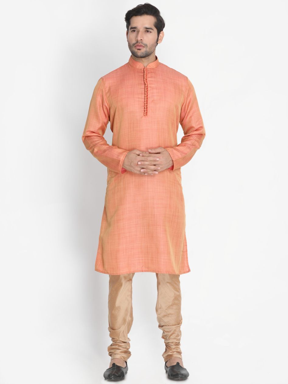 mens pink cotton silk blend kurta346