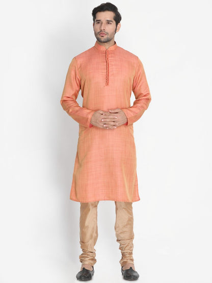 mens pink cotton silk blend kurta346