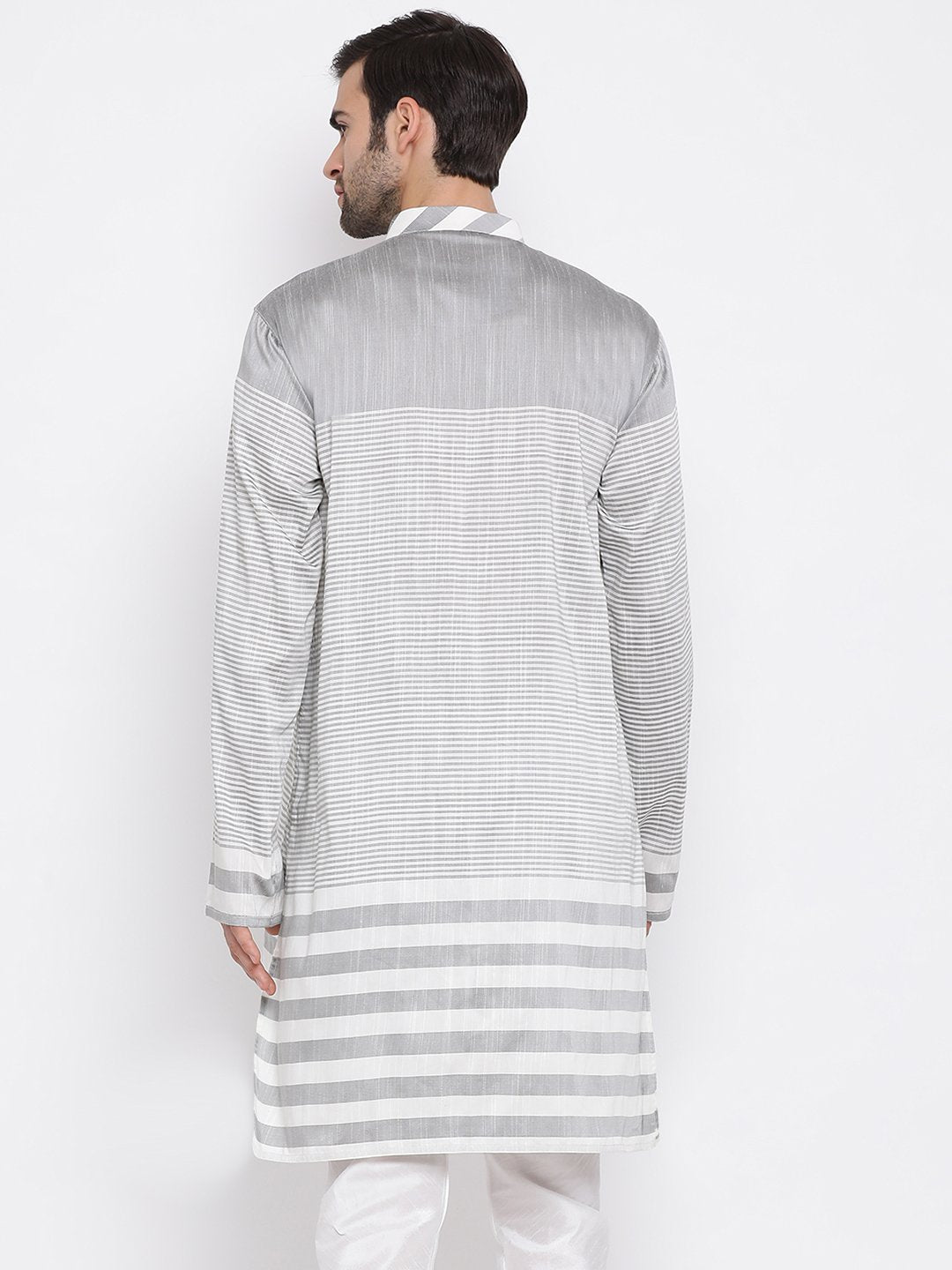 Vastramay Men's Grey Cotton Blend Kurta