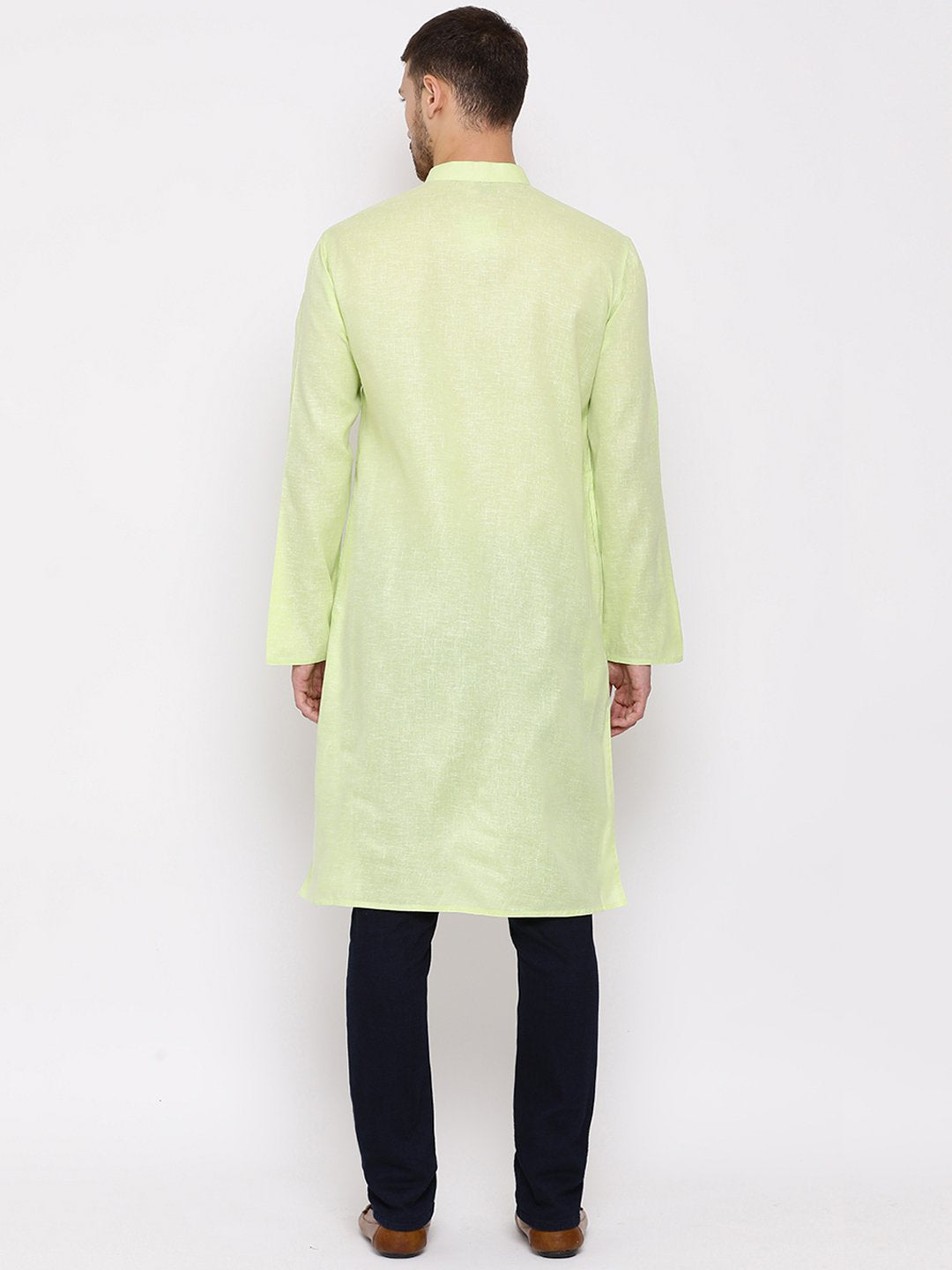 Vastramay Men's Green Mix Cotton Kurta