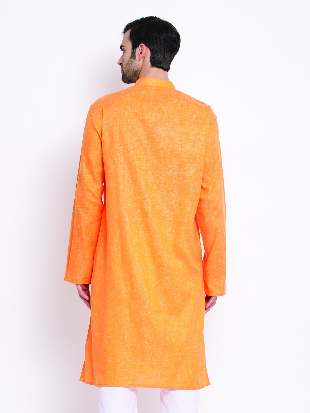 Vastramay Men's Orange Mix Cotton Kurta