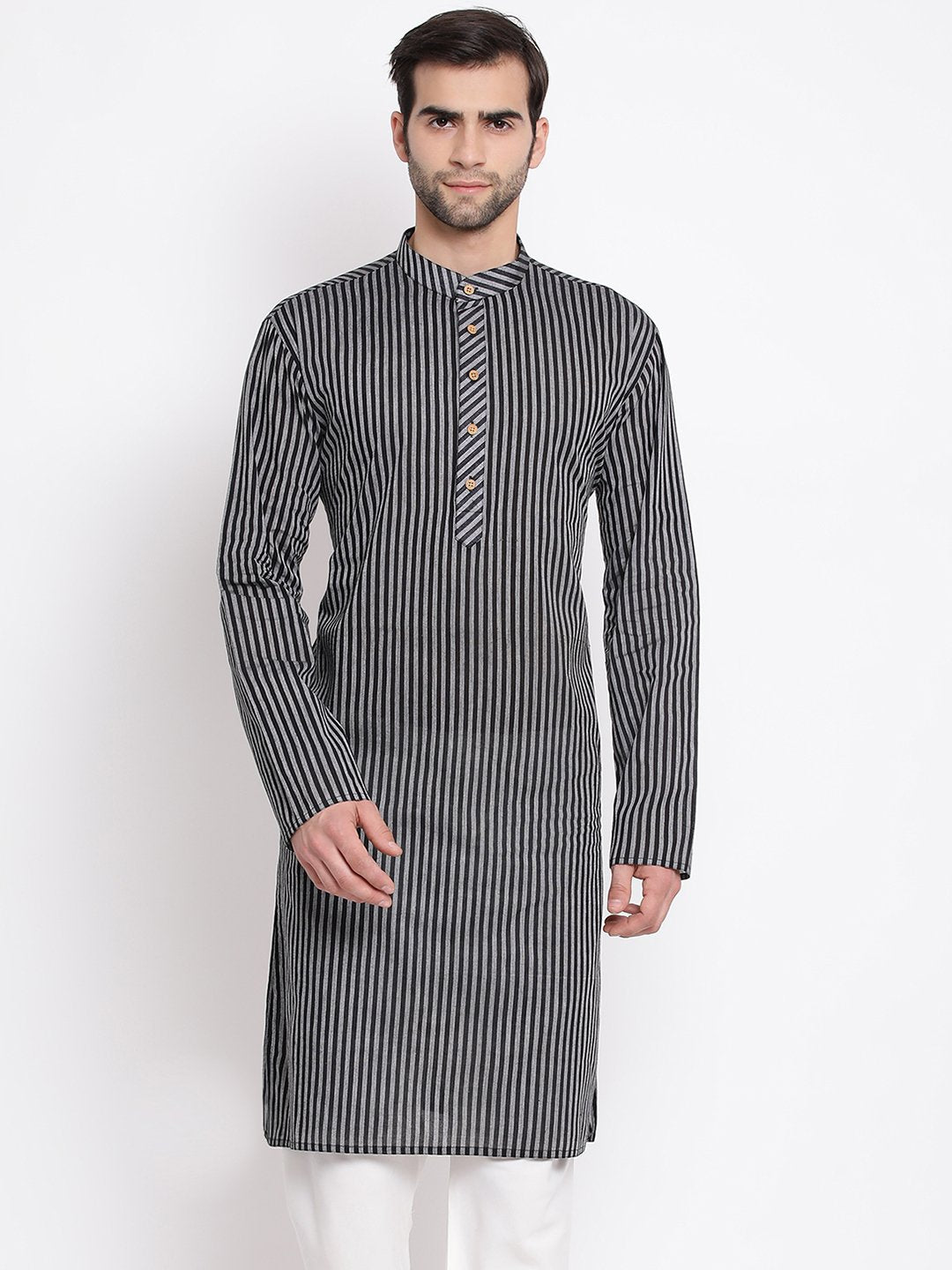 Vastramay Men's Black Pure Cotton Kurta