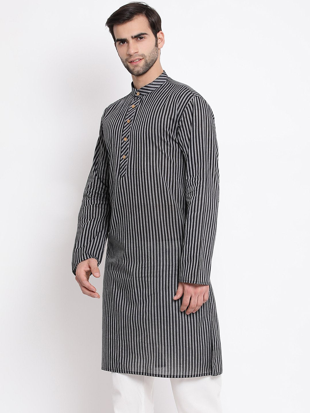 Vastramay Men's Black Pure Cotton Kurta