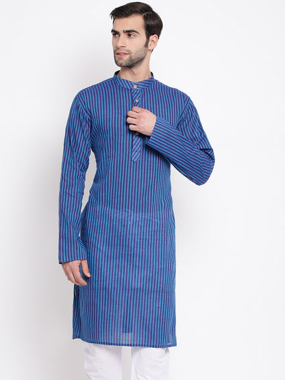 Vastramay Men's Blue Pure Cotton Kurta