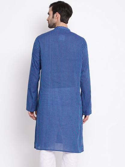 Vastramay Men's Blue Pure Cotton Kurta