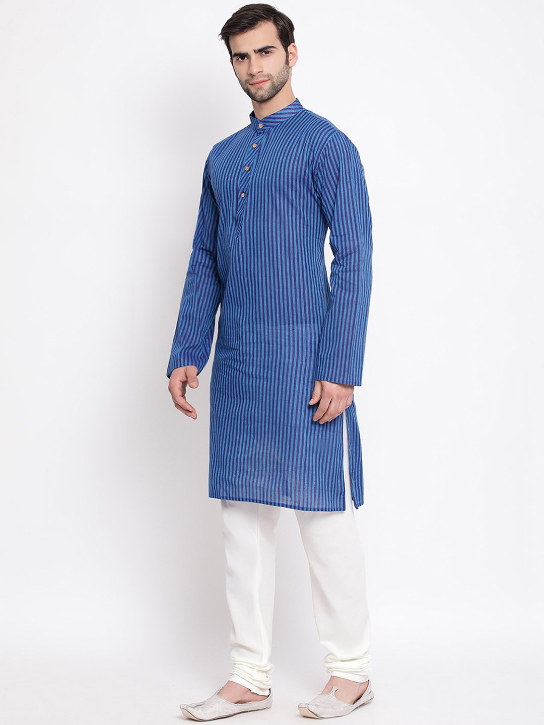 Vastramay Men's Blue Pure Cotton Kurta and Pyjama Set