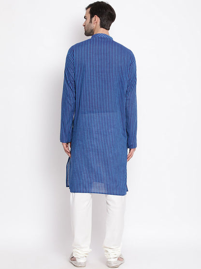 Vastramay Men's Blue Pure Cotton Kurta and Pyjama Set