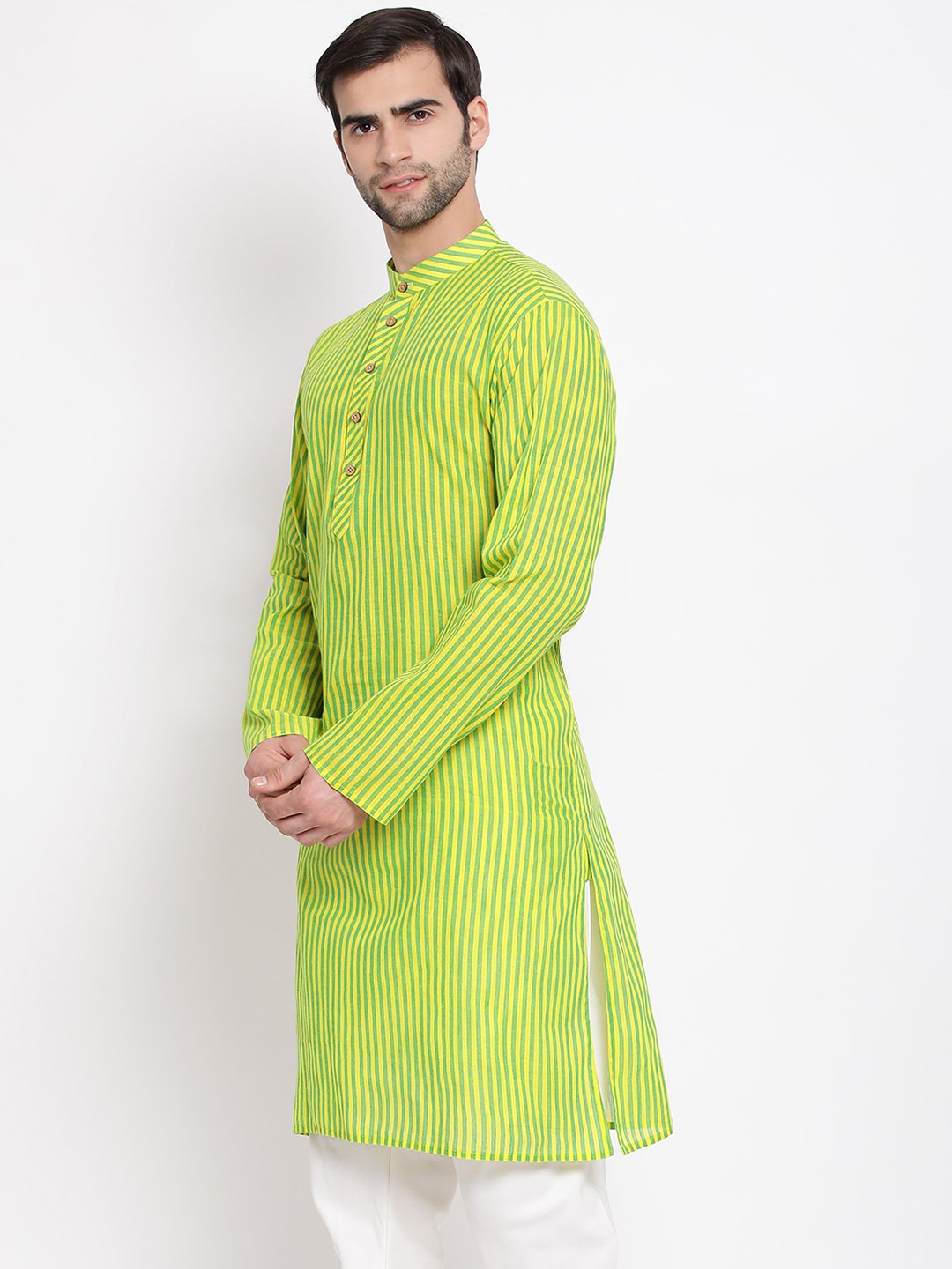 Vastramay Men's Green Pure Cotton Kurta