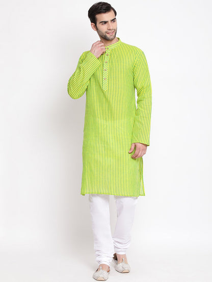 Vastramay Men's Green Pure Cotton Kurta and Pyjama Set