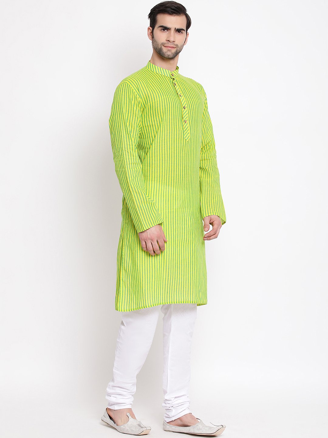 Vastramay Men's Green Pure Cotton Kurta and Pyjama Set